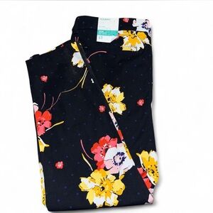 NWT Old Navy Navy Floral Pants with Yellow & Pink Blooms